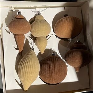 Elegant Brown and Tan Holiday Ornaments Set